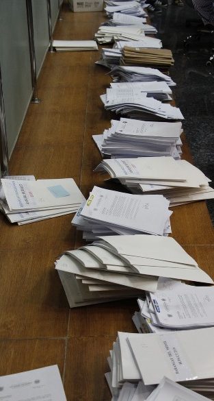 Paperwork piled up for filing